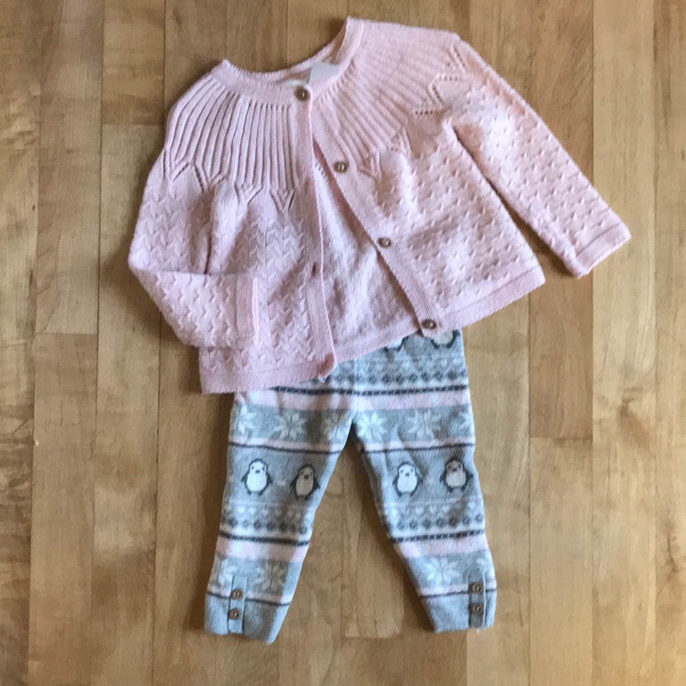 Pink Button Down Sweater & Sweater Pants